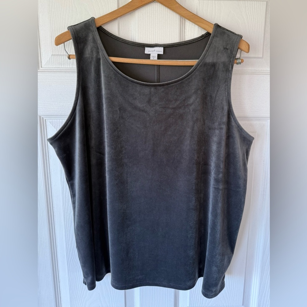 J. Jill Gray Boxy Sleeveless Velvety Tank Top XL